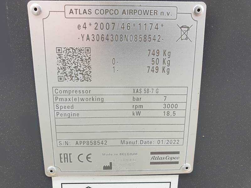 Air compressor Atlas-Copco XAS 58-7 G 6 WHEELS N.B.: picture 12