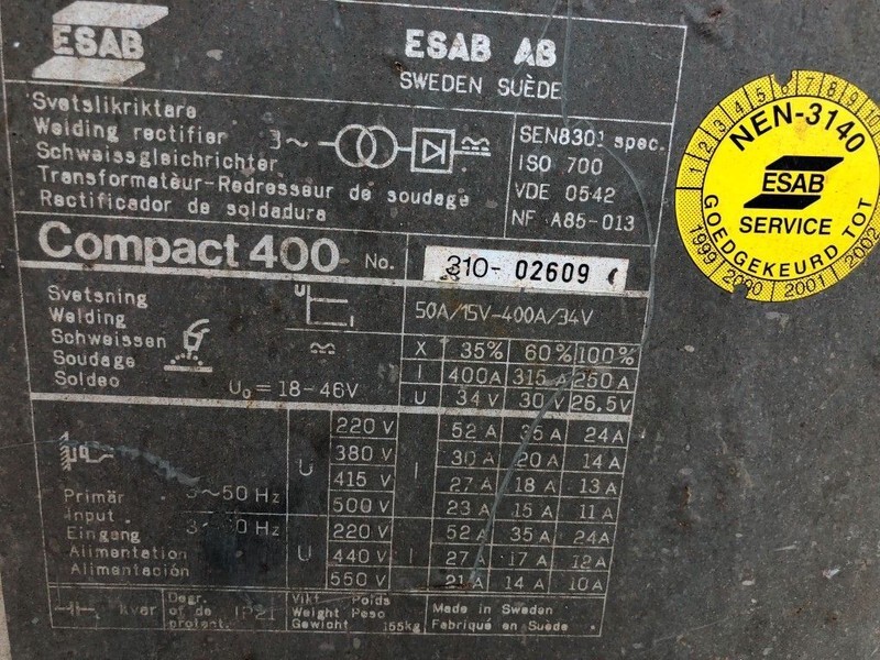Welding equipment Compact 400 CO2 Mig-Mag 400 Ampere lasapparaat: picture 3
