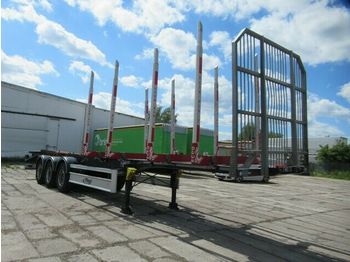 Timber transport, Semi-trailer Fliegl Holzauflieger, Unfall, fahrbereit: picture 1