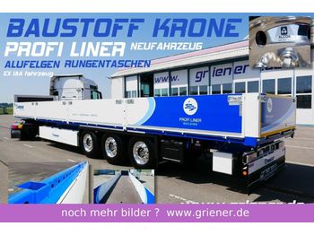 Flatbed semi-trailer Krone PROFI LINER BAUSTOFF ALUFELGEN RUNGENTASCHEN !!!