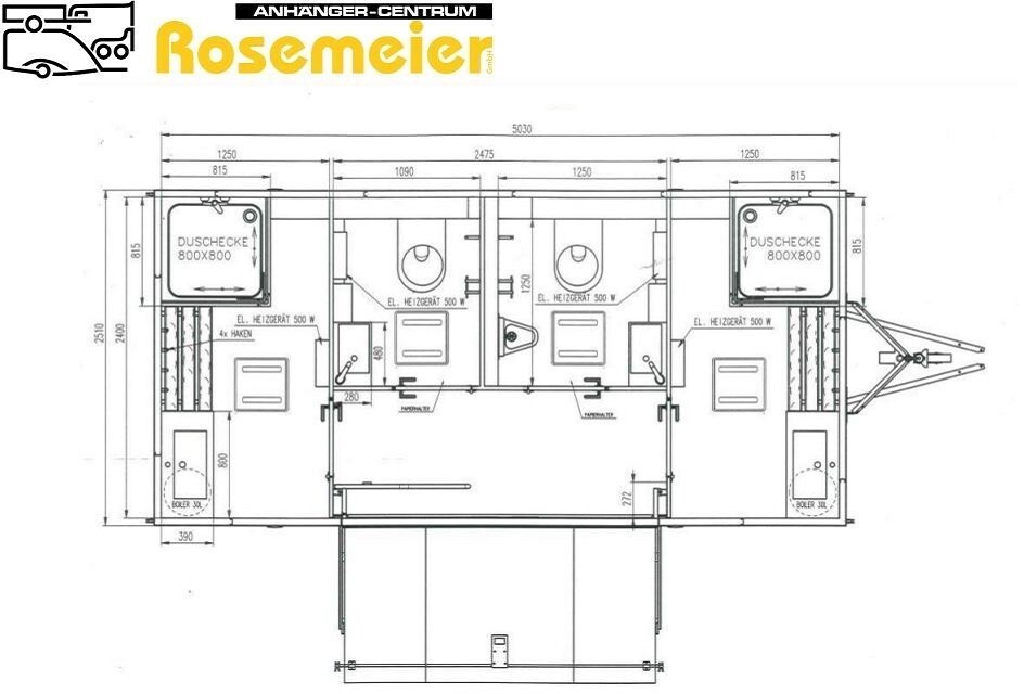 New Construction container, Trailer ROSEMEIER VE Dusch+WC Kombi 3 Toilettenanhänger: picture 2