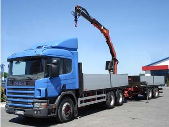 SCANIA 124/400, 6x2/4 crane HMF + grab - Dropside/ Flatbed truck
