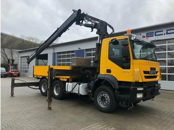 Dropside truck Iveco Trakker AD 260T50 6x4 Eur 5 Kran ATLAS 290.2 A3