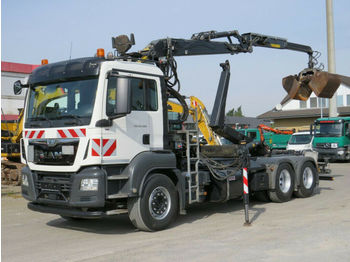 Hook lift truck, Crane truck MAN TG-S 33.480 6x4 BL Abrollkipper mit Kran: picture 1