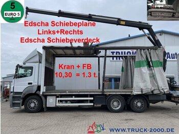 Curtainsider truck, Crane truck Mercedes-Benz 2636 Kran Hiab XS 144 Schiebeplane L+R + Dach BC: picture 1