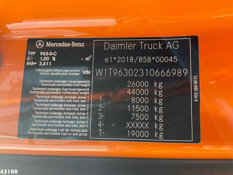 Hook lift truck Mercedes-Benz Actros 2643 VDL 21 Ton haakarmsysteem: picture 20