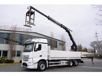 Dropside/ Flatbed truck, Crane truck Mercedes-Benz Arocs 6×2 2545 Crane HIAB 177 K PRO/HIPRO / steering and lifting axle: picture 1