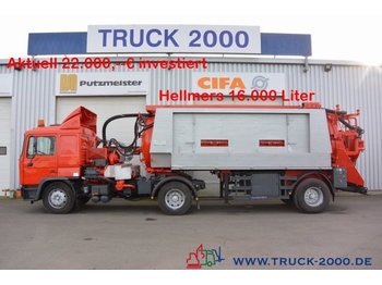 Vacuum truck MAN 14.232 + Hellmers 16m³ HD Saug Spüler Auflieger: picture 1