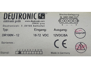 Electrical system for Material handling equipment Jungheinrich 50316152 | transformer DR100N-12 input 18-72V output 12V DC/8A deut: picture 3 Electrical system for Material handling equipment Jungheinrich 50316152 | transformer DR100N-12 input 18-72V output 12V DC/8A deut: picture 3