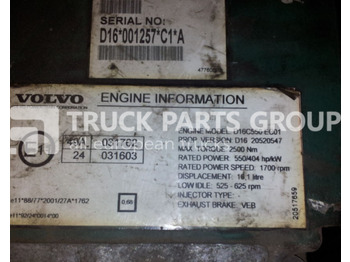 ECU for Truck VOLVO FH16, D16C engine type engine control unit, 20520547, 20577131, control unit: picture 2 ECU for Truck VOLVO FH16, D16C engine type engine control unit, 20520547, 20577131, control unit: picture 2