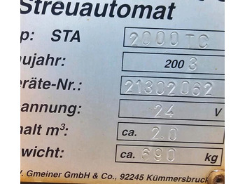 Sand/ Salt spreader Gmeiner STA 2000TC Salzstreuer 2m3 Streuautomat Salzsilo Winterdienst Unimog 405 U300 400 500 423 427 430 318 Multicar tremo: picture 4 Sand/ Salt spreader Gmeiner STA 2000TC Salzstreuer 2m3 Streuautomat Salzsilo Winterdienst Unimog 405 U300 400 500 423 427 430 318 Multicar tremo: picture 4