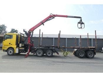Timber truck MAN 26.540 TGX 6x4, Kombizug, Huttner LNZK 20: picture 3