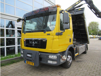 Dropside/ Flatbed truck, Crane truck MAN TGL 12.220 4x2 EEV 3-Z. W. Kipper + Palfinger Kr: picture 2