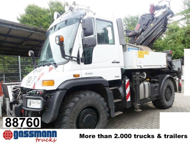 Unimog U400 4x4, Frontzapfwelle, Heckkran Hiab XS - Dropside/ Flatbed truck, Crane truck: picture 1 Unimog U400 4x4, Frontzapfwelle, Heckkran Hiab XS - Dropside/ Flatbed truck, Crane truck: picture 1