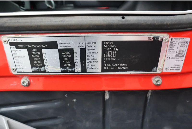 Tractor unit Scania R580 V8 | 6X4 | RETARDER | BIG AXLES | 3.5" FIFTH WHEEL | EURO 6: picture 20