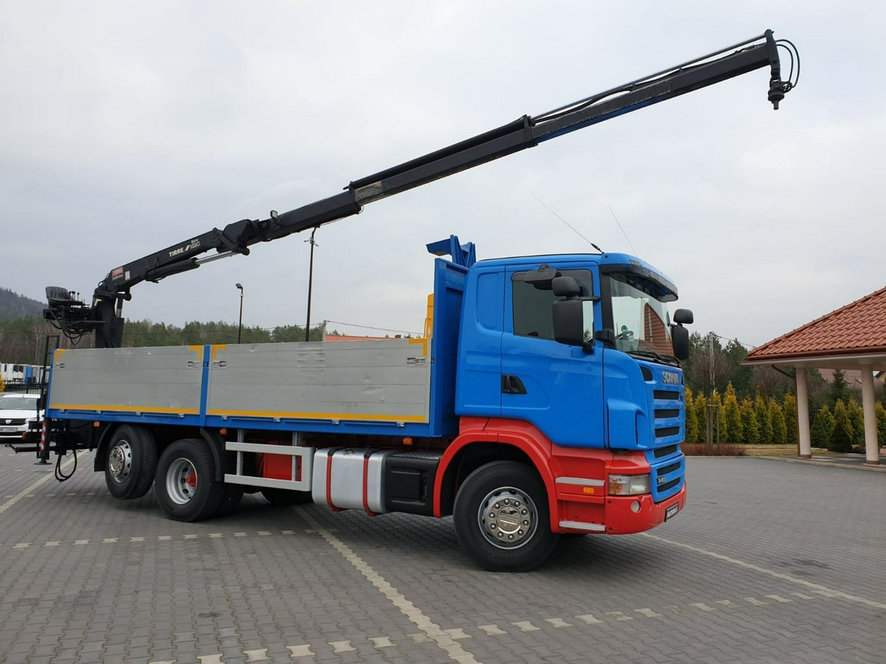 Scania R 400 LB 6x2 HDS Budowlanka Widły Oś Skrętna Super Stan - Dropside/ Flatbed truck, Crane truck: picture 1 Scania R 400 LB 6x2 HDS Budowlanka Widły Oś Skrętna Super Stan - Dropside/ Flatbed truck, Crane truck: picture 1