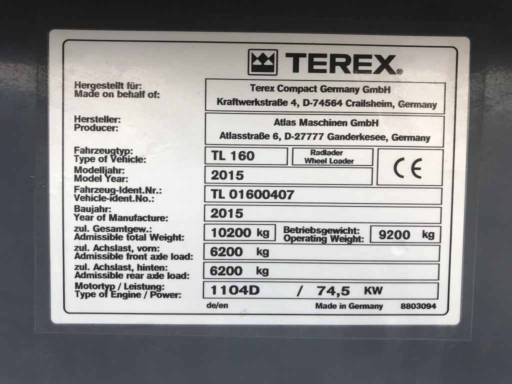 Wheel loader TEREX RADLADER TL 160 Schaufel + Gabel: picture 22 Wheel loader TEREX RADLADER TL 160 Schaufel + Gabel: picture 22