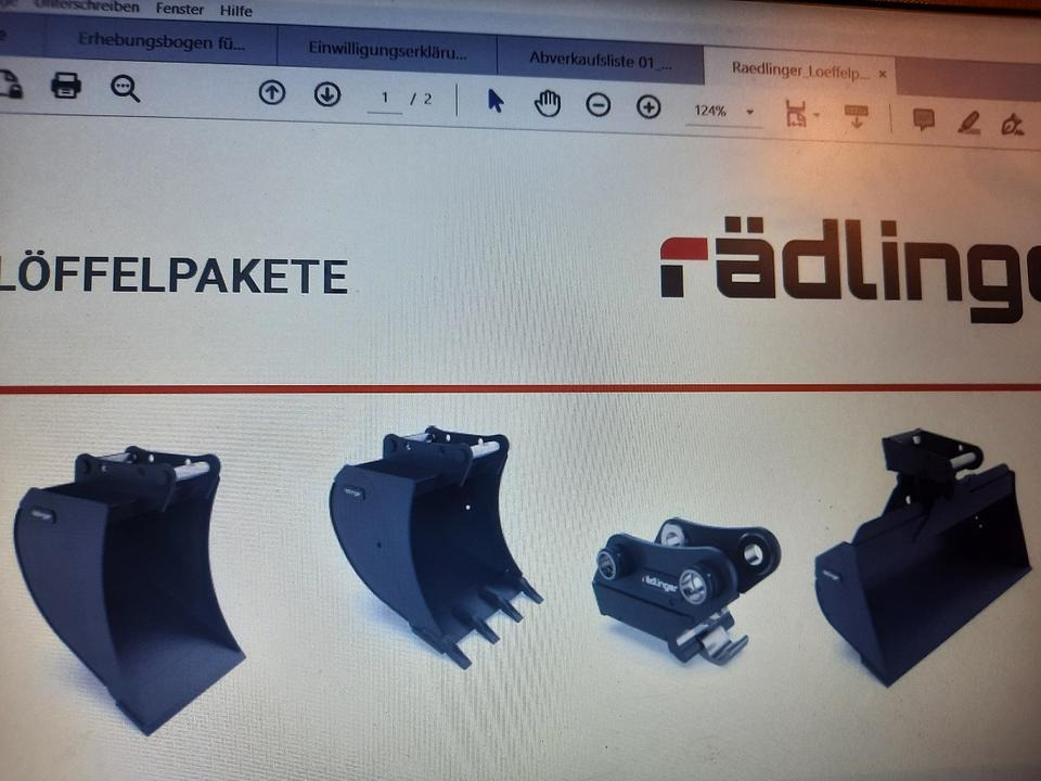 Rädlinger Löffelpaket 1 - 1,8 to mit MS 01 Schnellwechsler Bagger - Excavator bucket: picture 1 Rädlinger Löffelpaket 1 - 1,8 to mit MS 01 Schnellwechsler Bagger - Excavator bucket: picture 1