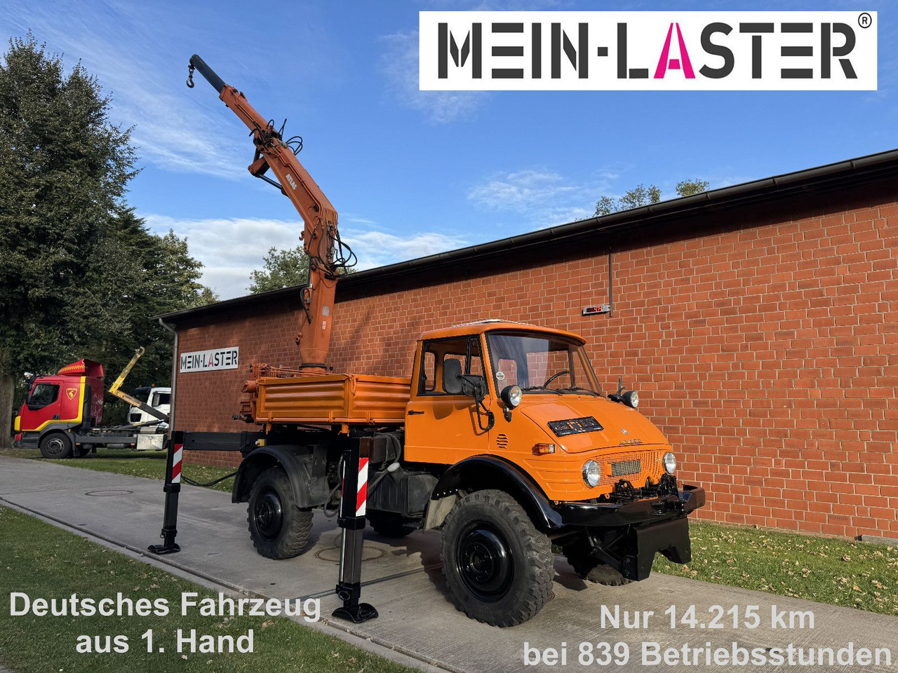 Unimog U 1100 Atlas AK 3006 nur 14.215 km-1. Hand - Crane truck, Dropside/ Flatbed truck: picture 1 Unimog U 1100 Atlas AK 3006 nur 14.215 km-1. Hand - Crane truck, Dropside/ Flatbed truck: picture 1