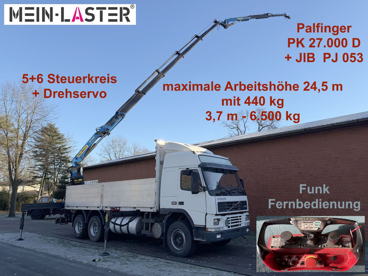 Volvo FM12 380 PK 27000D 24,5m 5+6 Deutscher LKW - Crane truck: picture 1 Volvo FM12 380 PK 27000D 24,5m 5+6 Deutscher LKW - Crane truck: picture 1