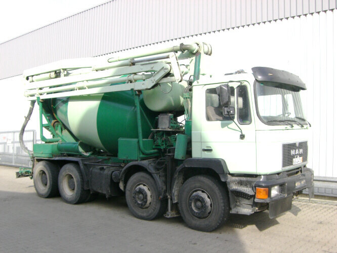 MAN 33.292 8x4 33.292 8x4 Mischer Stetter 7m³ mit Pumpe Schwing 21m, 6-Zylinder - Concrete mixer truck: picture 1 MAN 33.292 8x4 33.292 8x4 Mischer Stetter 7m³ mit Pumpe Schwing 21m, 6-Zylinder - Concrete mixer truck: picture 1