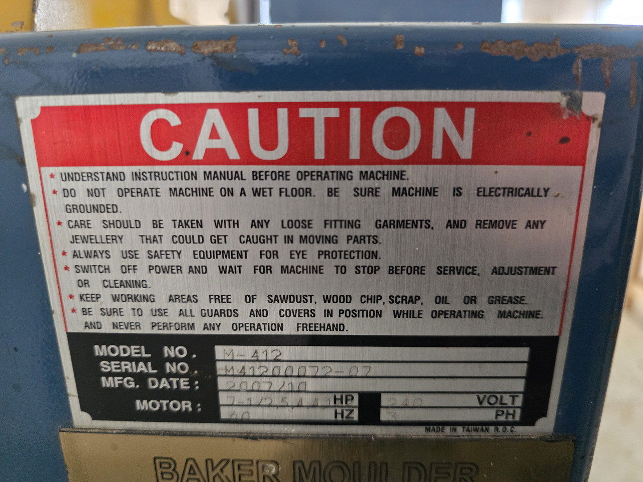 BAKER M-412 - Machine tool: picture 3 BAKER M-412 - Machine tool: picture 3