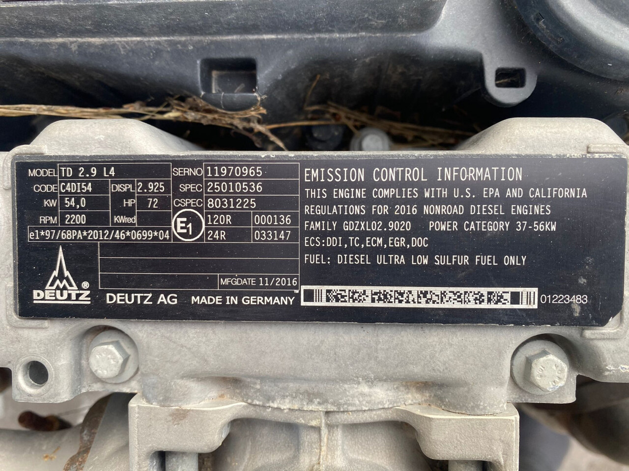 Deutz TD 2.9 L4 KW54,0 - Engine for Agricultural machinery: picture 1 Deutz TD 2.9 L4 KW54,0 - Engine for Agricultural machinery: picture 1