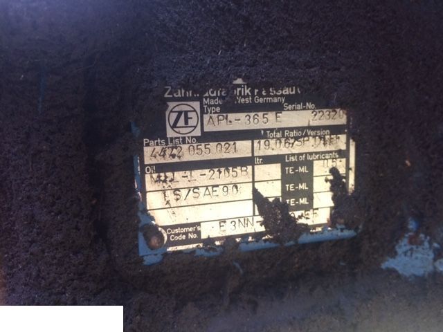 Most napędowy ZF APL 365 - Axle and parts for Agricultural machinery: picture 1 Most napędowy ZF APL 365 - Axle and parts for Agricultural machinery: picture 1