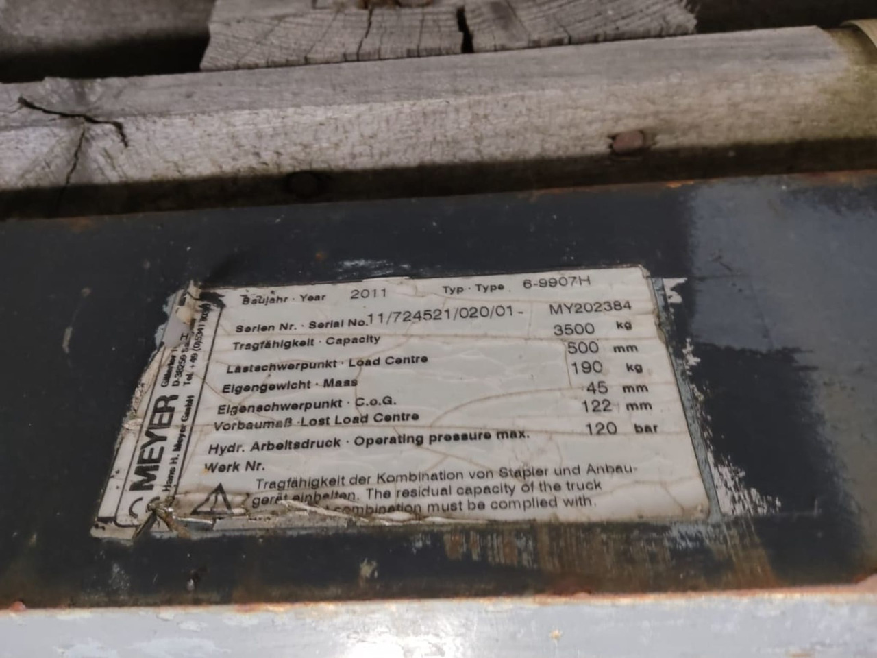 Meyer 6-9907H - Attachment for Material handling equipment: picture 2 Meyer 6-9907H - Attachment for Material handling equipment: picture 2