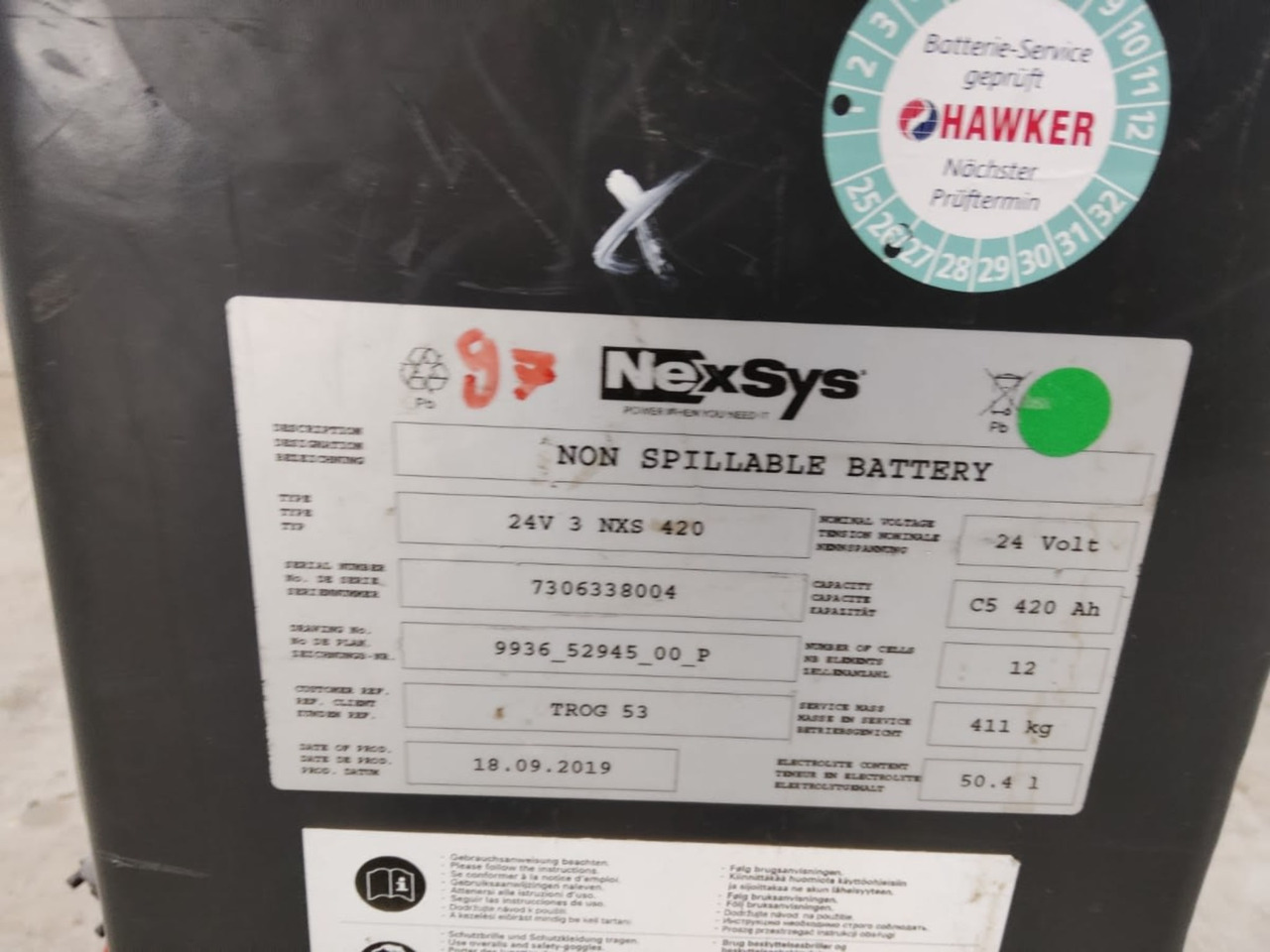 Battery 24V 24V 420Ah - Battery for Material handling equipment: picture 2 Battery 24V 24V 420Ah - Battery for Material handling equipment: picture 2