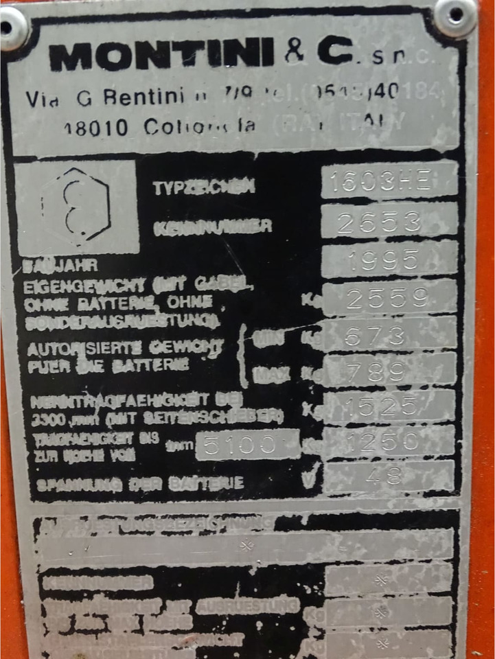 Montini 1603HE - Electric forklift: picture 2 Montini 1603HE - Electric forklift: picture 2