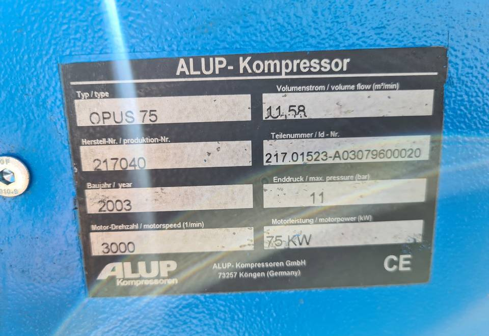 Kompresor śrubowy ALUP OPUS 75 75 kw - Air compressor: picture 5 Kompresor śrubowy ALUP OPUS 75 75 kw - Air compressor: picture 5
