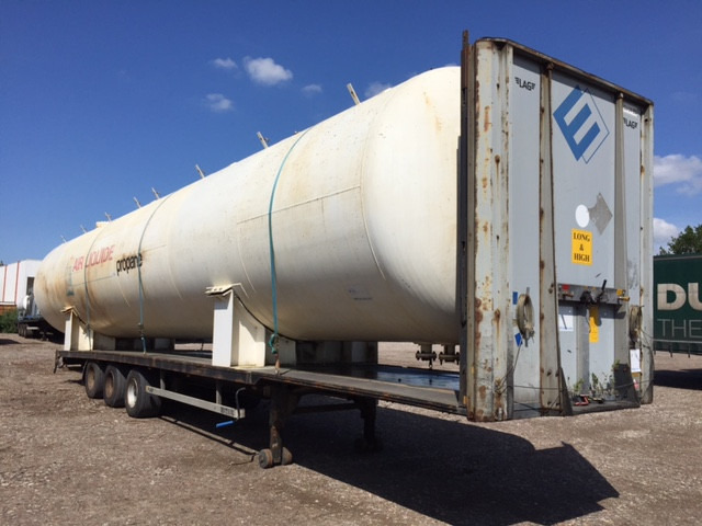 Visser Gastank 100m3(50ton) - Gas, Gaz, LPG, GPL, Propane, Butane tank ±65 ton according standard norms Used tank- on flatbed trailer ID 1.022 - Construction machinery: picture 1 Visser Gastank 100m3(50ton) - Gas, Gaz, LPG, GPL, Propane, Butane tank ±65 ton according standard norms Used tank- on flatbed trailer ID 1.022 - Construction machinery: picture 1