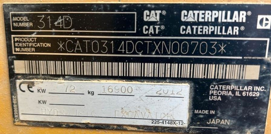 CAT CAT 314 DLCR mit Gummiketten CAT 314 DLCR mit Gummiketten - Crawler excavator: picture 2 CAT CAT 314 DLCR mit Gummiketten CAT 314 DLCR mit Gummiketten - Crawler excavator: picture 2