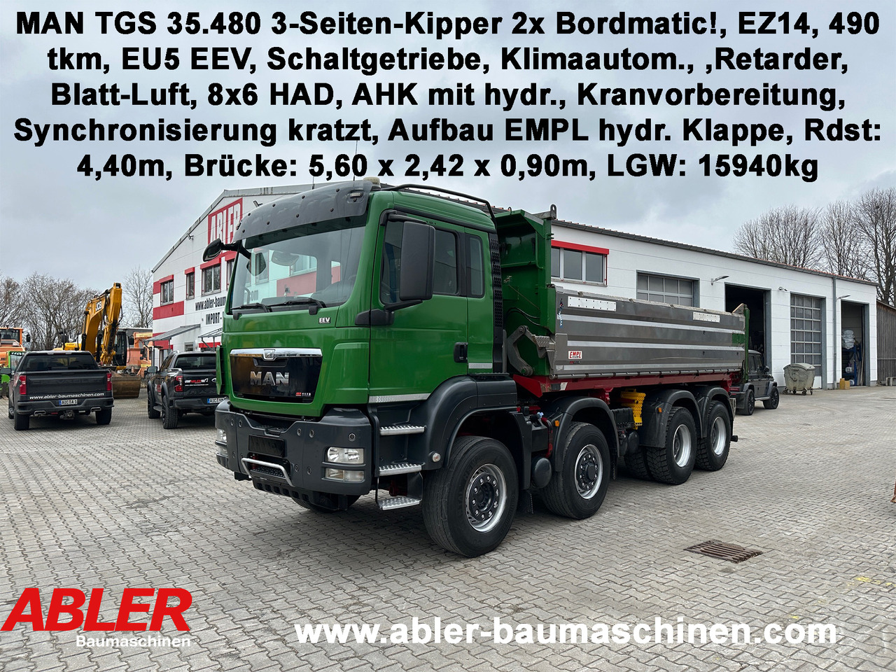 MAN TGS 35.480 3-Seiten-Kipper 2x Bordmatic! 8x6 HAD - Tipper, Crane truck: picture 1 MAN TGS 35.480 3-Seiten-Kipper 2x Bordmatic! 8x6 HAD - Tipper, Crane truck: picture 1