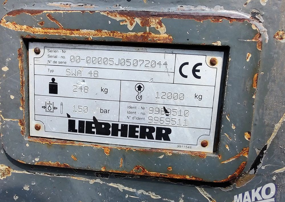 Szybkozłącze hydrauliczne Liebherr SW48 - Attachment for Construction machinery: picture 4 Szybkozłącze hydrauliczne Liebherr SW48 - Attachment for Construction machinery: picture 4