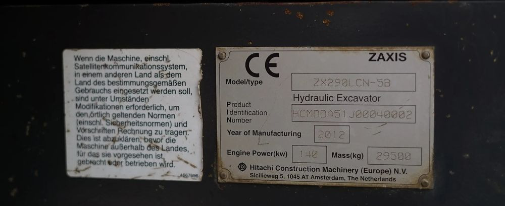 Crawler excavator Hitachi ZX290LCN-5B: picture 9