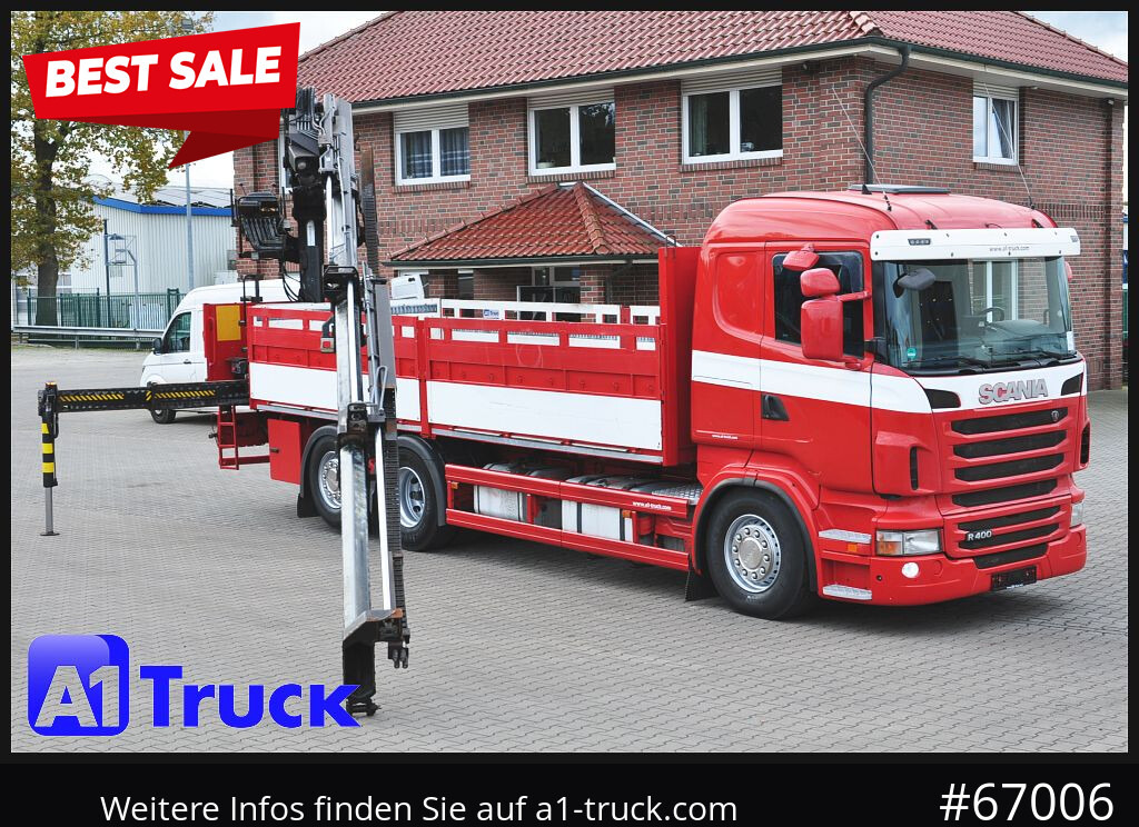 SCANIA R400, HIAB XS 211-3 Lift-Lenkachse - Crane truck, Dropside/ Flatbed truck: picture 1 SCANIA R400, HIAB XS 211-3 Lift-Lenkachse - Crane truck, Dropside/ Flatbed truck: picture 1