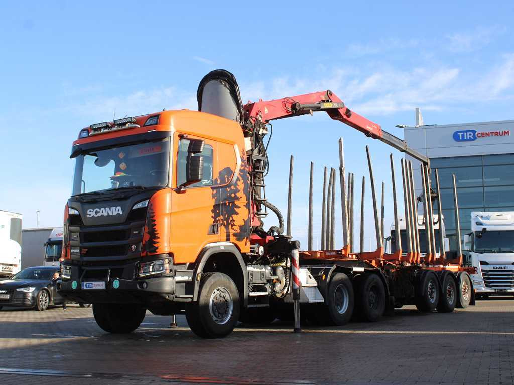 Scania R500, 6x6, RETARDER, OPTICRUISE, PALFINGER EPSILON Q170Z96, NAVIGATION - Tractor unit, Timber semi-trailer: picture 1 Scania R500, 6x6, RETARDER, OPTICRUISE, PALFINGER EPSILON Q170Z96, NAVIGATION - Tractor unit, Timber semi-trailer: picture 1