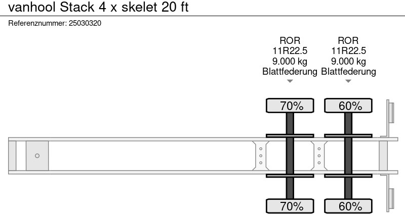 Container transporter/ Swap body semi-trailer Van Hool Stack 4 x skelet 20 ft: picture 7