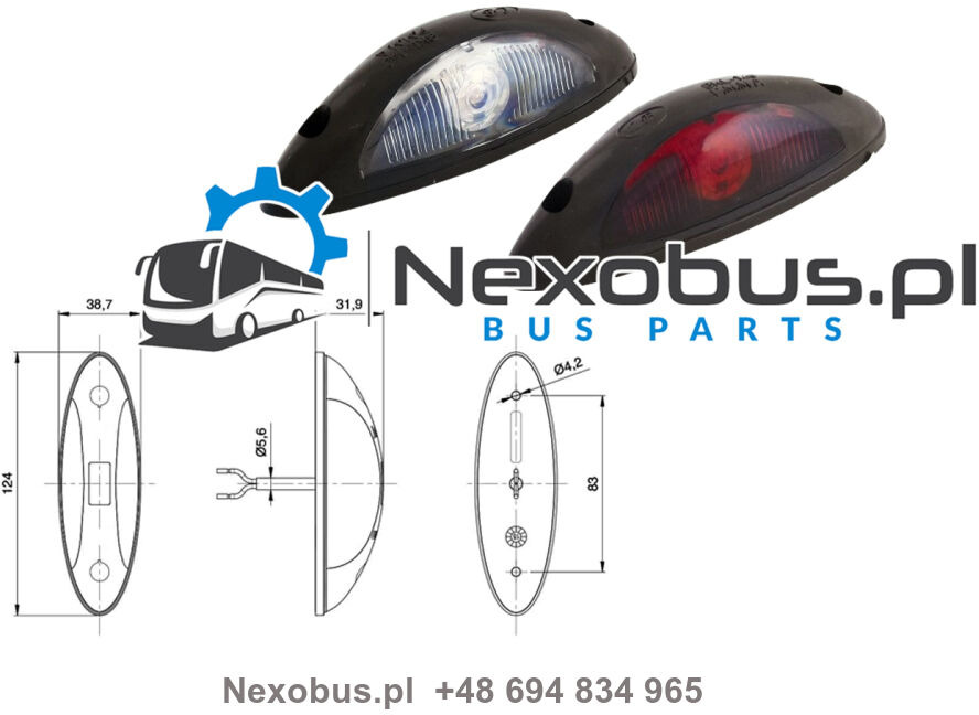 Lampa obrysowa biało-czerwona Mercedes Tourismo Travego Setra 4.. LED zamiennik - Lights/ Lighting for Bus: picture 1 Lampa obrysowa biało-czerwona Mercedes Tourismo Travego Setra 4.. LED zamiennik - Lights/ Lighting for Bus: picture 1