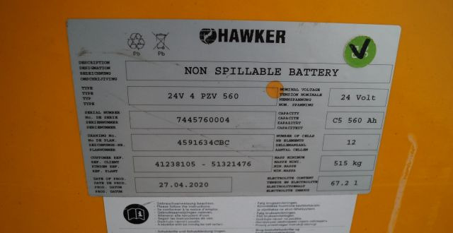 Hawker unknown | Battery 24V560Ah 4PZV560 year 2020 weight 515 kg Battery 24V560Ah 4PZV560 year 2020 weight 515 kg - Battery for Material handling equipment: picture 3 Hawker unknown | Battery 24V560Ah 4PZV560 year 2020 weight 515 kg Battery 24V560Ah 4PZV560 year 2020 weight 515 kg - Battery for Material handling equipment: picture 3
