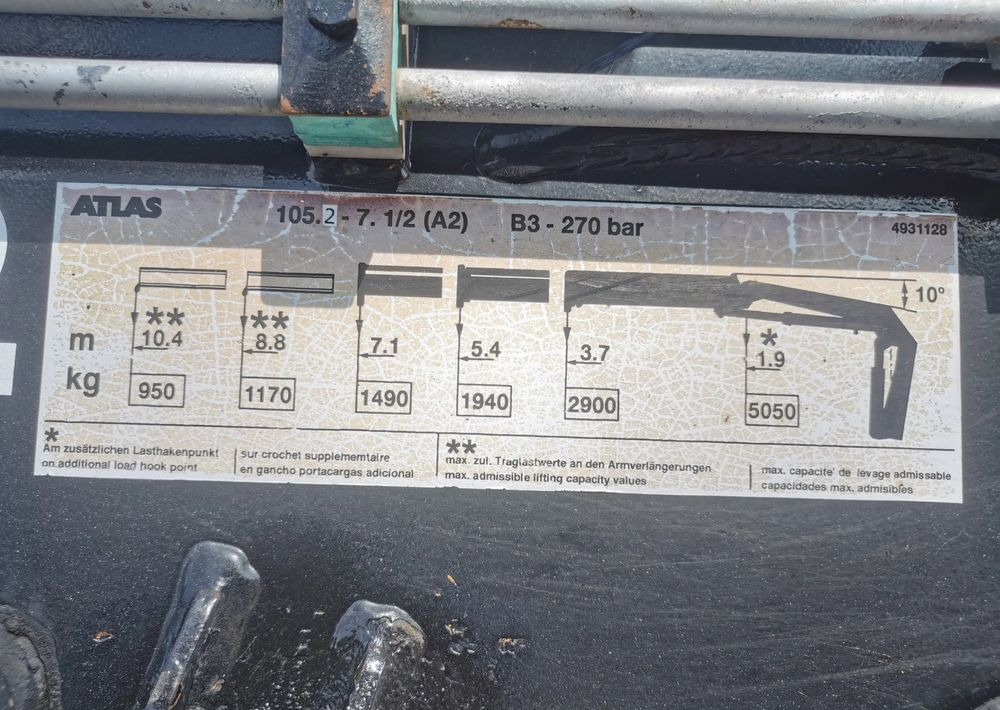 Dropside/ Flatbed truck, Crane truck Mercedes-Benz Atego 1823 żuraw HDS Atlas 105.2 koła 315/80R22,5: picture 13