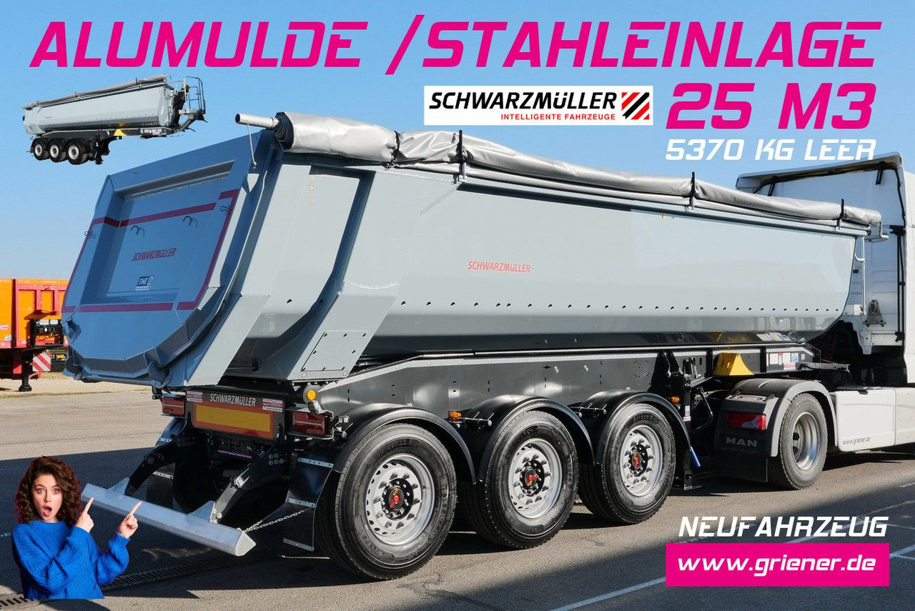 Schwarzmüller K -SERIE / ALUMULDE /STAHLEINLAGE 5430 kg /25m³ - Tipper semi-trailer: picture 1 Schwarzmüller K -SERIE / ALUMULDE /STAHLEINLAGE 5430 kg /25m³ - Tipper semi-trailer: picture 1