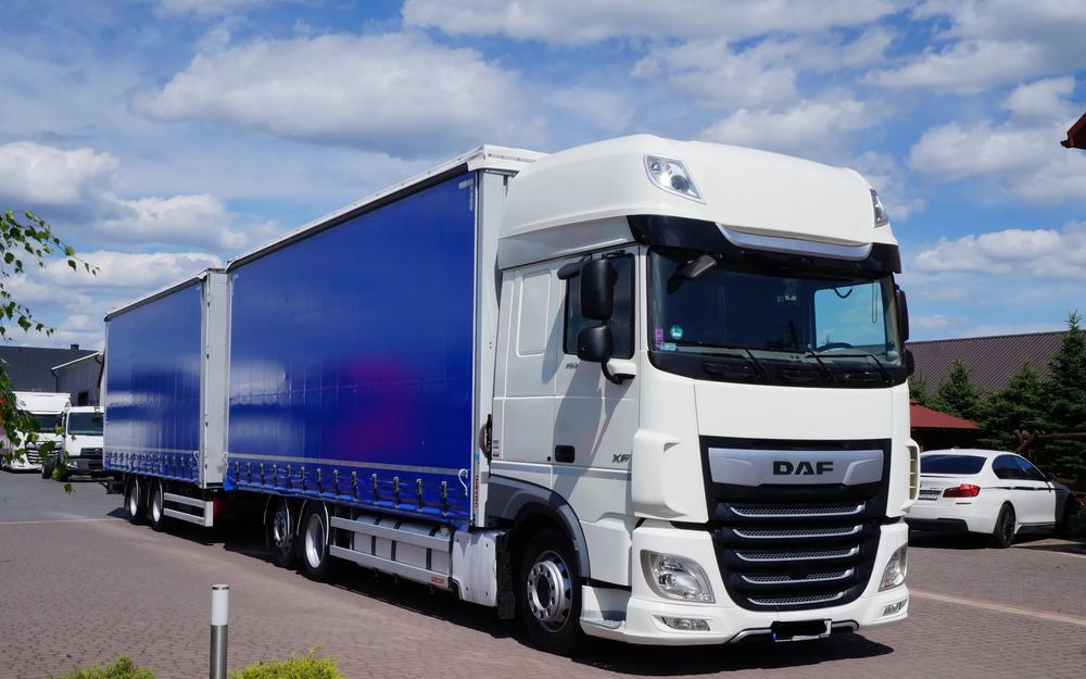 DAF XF 480 EURO 6 ZESTAW TANDEM PRZEJAZDOWY 120 M3 7,7 M + 7,7 M WECON - Curtainsider truck: picture 1 DAF XF 480 EURO 6 ZESTAW TANDEM PRZEJAZDOWY 120 M3 7,7 M + 7,7 M WECON - Curtainsider truck: picture 1