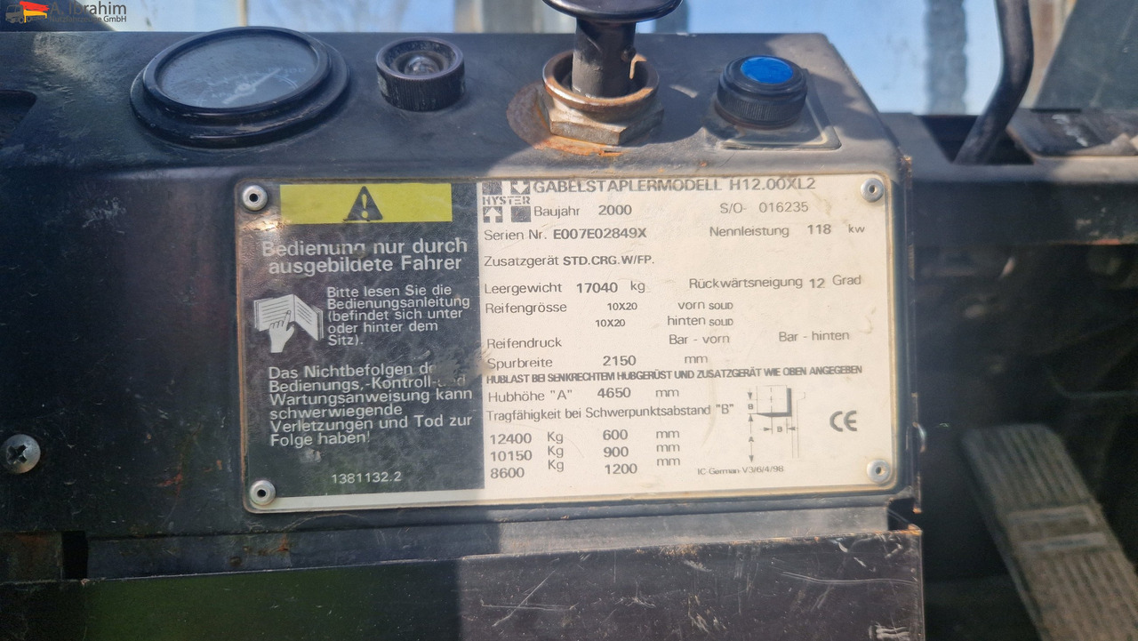 Hyster H 12.00 XL2 12t Stapler Hubkraft | Top Zustand - Diesel forklift: picture 3 Hyster H 12.00 XL2 12t Stapler Hubkraft | Top Zustand - Diesel forklift: picture 3