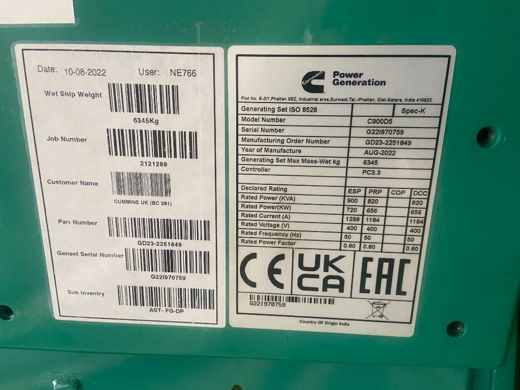 Cummins C900D5 - 900 kVA Open Genset - DPX-18527-O - Generator set: picture 4 Cummins C900D5 - 900 kVA Open Genset - DPX-18527-O - Generator set: picture 4