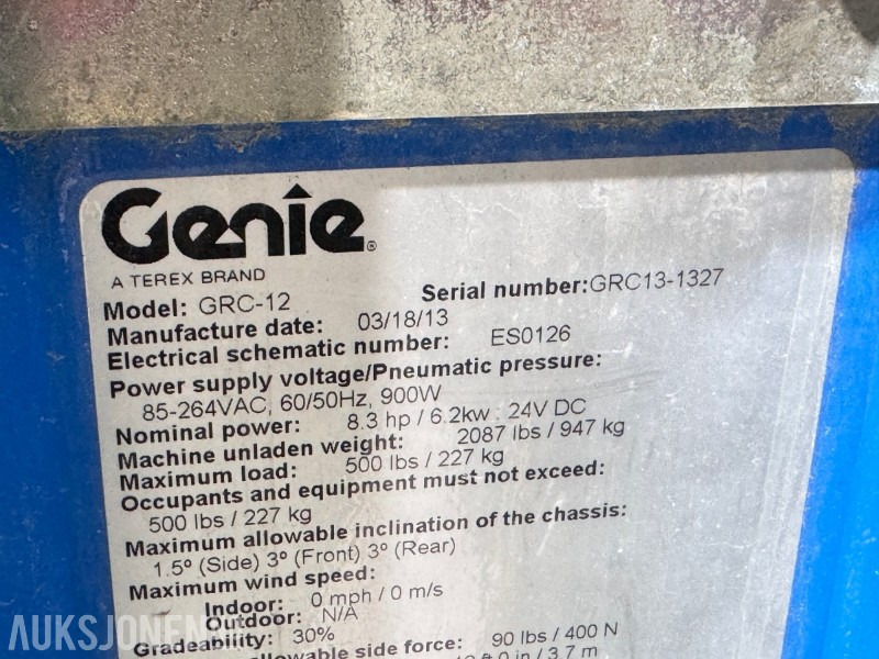 Aerial platform 2013 Genie GRC-12 - 5,5m mastelift: picture 10 Aerial platform 2013 Genie GRC-12 - 5,5m mastelift: picture 10