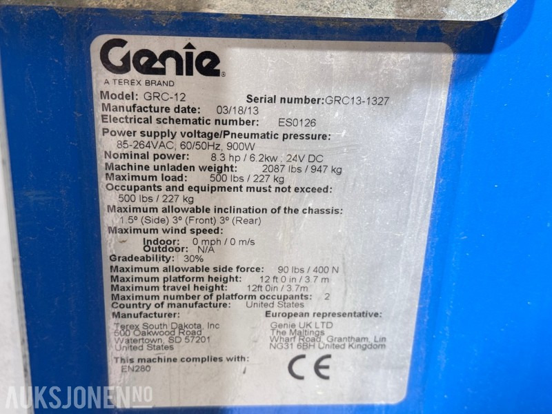 Aerial platform 2013 Genie GRC-12 - 5,5m mastelift: picture 9 Aerial platform 2013 Genie GRC-12 - 5,5m mastelift: picture 9