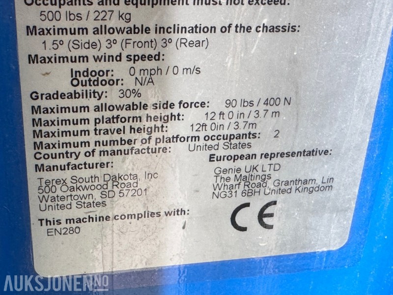 Aerial platform 2013 Genie GRC-12 - 5,5m mastelift: picture 11 Aerial platform 2013 Genie GRC-12 - 5,5m mastelift: picture 11
